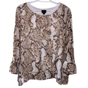 Worthington‎ Snake Animal Print Lined Blouse Exotic Career Statement Top Large